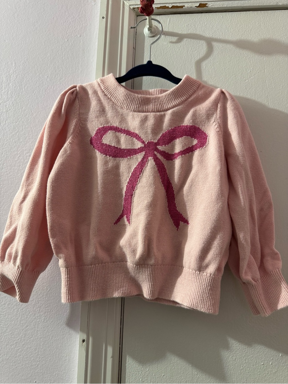 GAP Pink Sweater with Dark Pink Bow Graphic, 2 available, twins